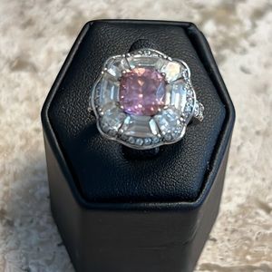 Vintage JD Jean Dousset Sterling Cocktail Ring CZ